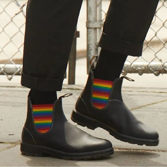 Blundstone Original Chelsea Boots Men's US 12 Black Leather Rainbow NEW